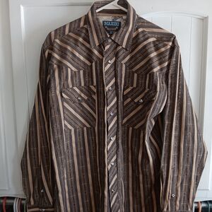 Vintage 90s Maxini Men's Western Diamond Snap Button Down Shirt (M)